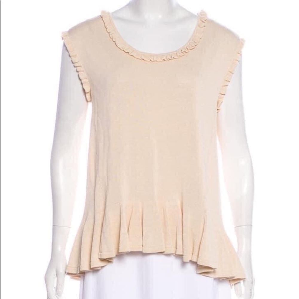 Co. Bergdorf Goodman Cream Ruffle Blouse